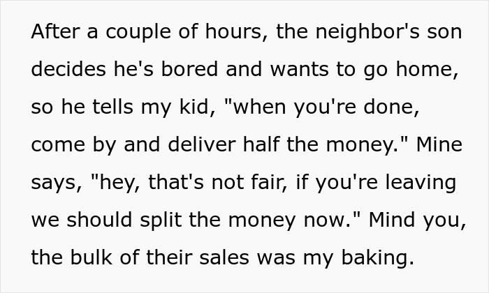 "I'll Show You Fair": Neighbor Maliciously Complies With Mom Who Demanded Bake Sale Profits, Now She's The One Who Has To Pay