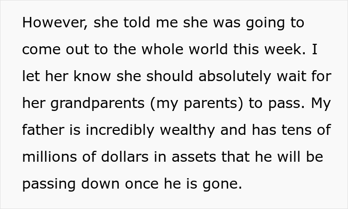 Teen Would Lose $7M If She Came Out As Gay, Uncle Asks If He Was A Jerk To Tell Her To Stay In The Closet Teen Would Lose $7M If She Came Out As Gay, Uncle Asks If He Was A Jerk To Tell Her To Stay In The Closet