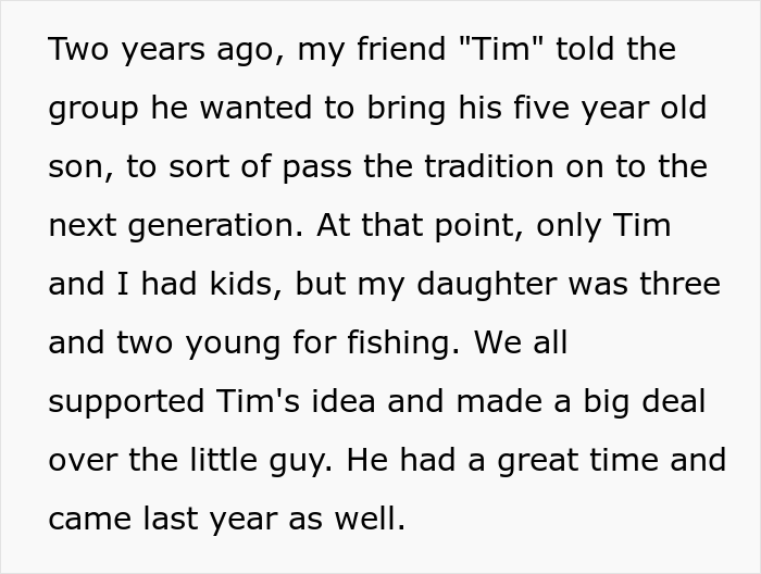 “I Was Baffled”: Argument Ensues After Friends Said Man Can’t Take His 5-Year-Old Daughter On Their Annual Fishing Trip “I Was Baffled”: Argument Ensues After Friends Said Man Can’t Take His 5-Year-Old Daughter On Their Annual Fishing Trip