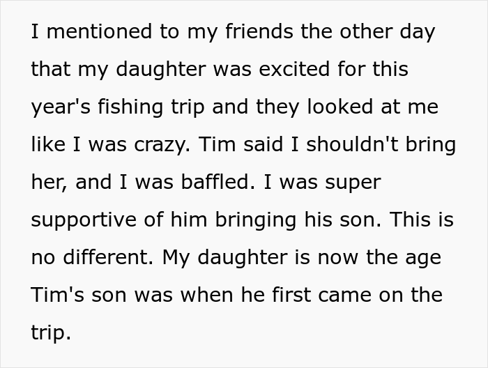 “I Was Baffled”: Argument Ensues After Friends Said Man Can’t Take His 5-Year-Old Daughter On Their Annual Fishing Trip “I Was Baffled”: Argument Ensues After Friends Said Man Can’t Take His 5-Year-Old Daughter On Their Annual Fishing Trip