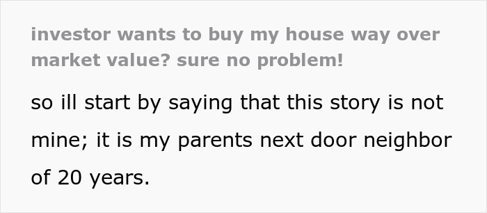 Widow puts her house up for sale, investor offers $50,000 more than market value without looking at the lot and is horrified to see it when the deal is done