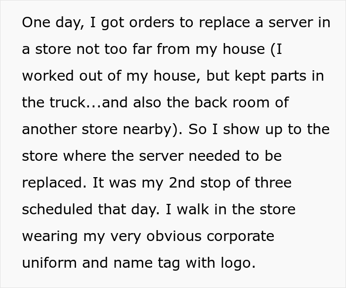 Store Manager Thinks The IT Guy Has No Right To Disrupt Her Lunch Break, Calls His Boss To Report On Him, Gets Fired Herself Instead Store Manager Thinks The IT Guy Has No Right To Disrupt Her Lunch Break, Calls His Boss To Report On Him, Gets Fired Herself Instead