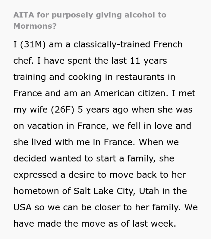 New Neighbor Gets Blasted By Mormon Guests After Dinner As They Discovered That The Sauce He Made Contained Red Wine New Neighbor Gets Blasted By Mormon Guests After Dinner As They Discovered That The Sauce He Made Contained Red Wine