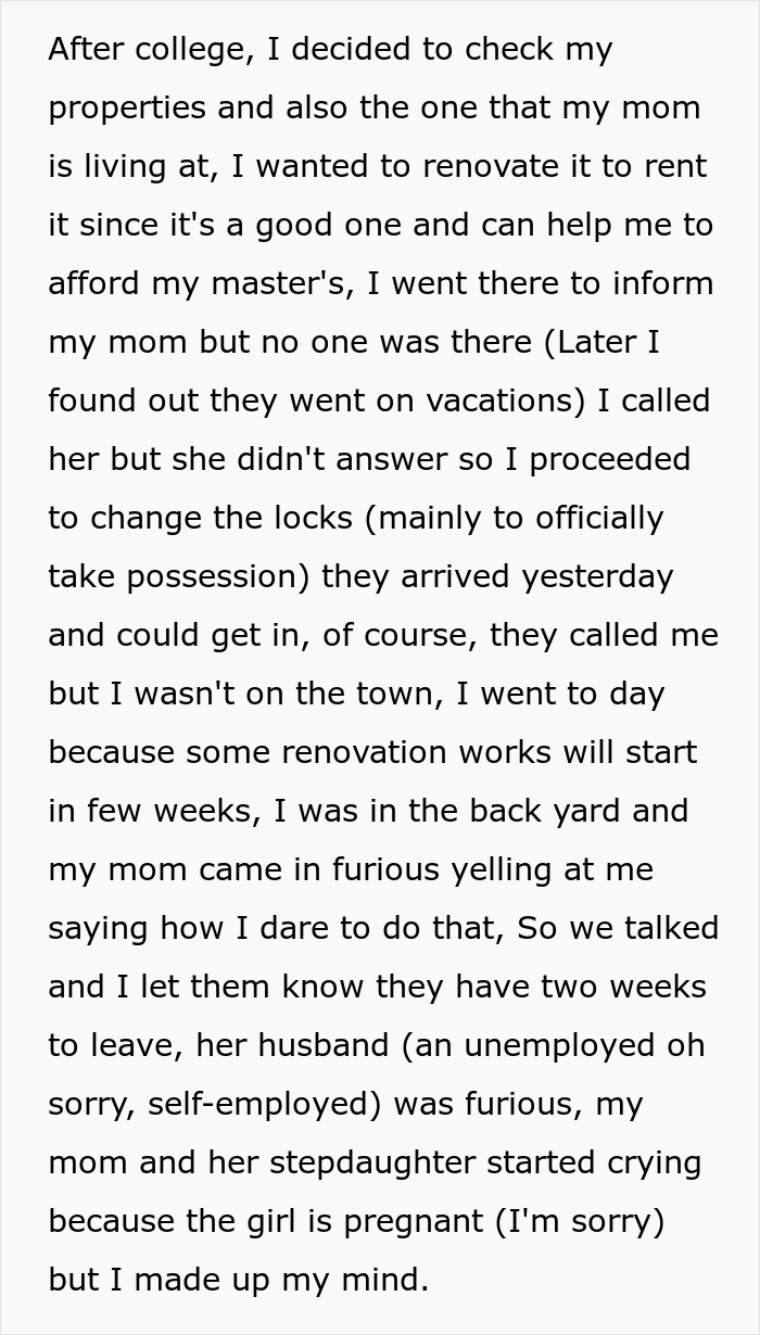 Mom Kicked Her 17 Y.O. Son Out Of The House He Owned By Inheritance, When He Grew Up, He Changed All The Locks While She Was Away Mom Kicked Her 17 Y.O. Son Out Of The House He Owned By Inheritance, When He Grew Up, He Changed All The Locks While She Was Away