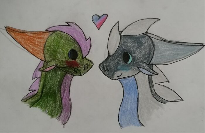 My Bi Dragons! A Couple Of My Wings Of Fire Ocs, Shadow And Iceberg!