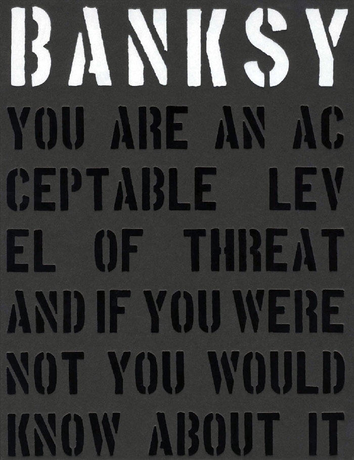 Book cover for "Banksy: You Are An Acceptable Level Of Threat"