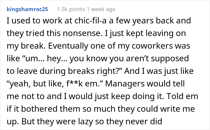 Entitled Boss Gets Slammed Online For Expecting Employees To Not Leave The Building During Lunch Hours Entitled Boss Gets Slammed Online For Expecting Employees To Not Leave The Building During Lunch Hours