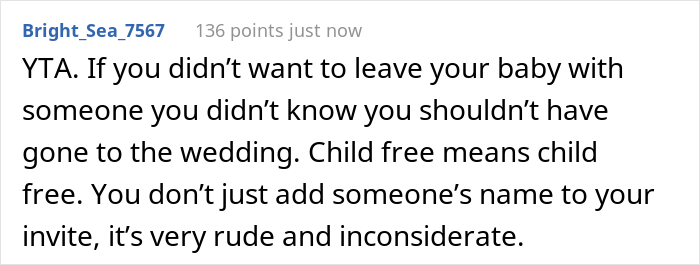 “Am I The Jerk For Bringing My Baby To A Child-Free Wedding?” “Am I The Jerk For Bringing My Baby To A Child-Free Wedding?”