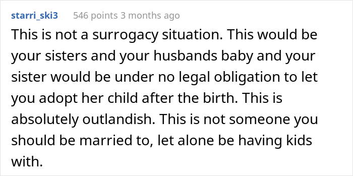 Wife Is 100% Against Her Husband’s Idea To Make Her Sister A Surrogate 'The Traditional Way,' Gets Upset When He Pushes Her To Agree