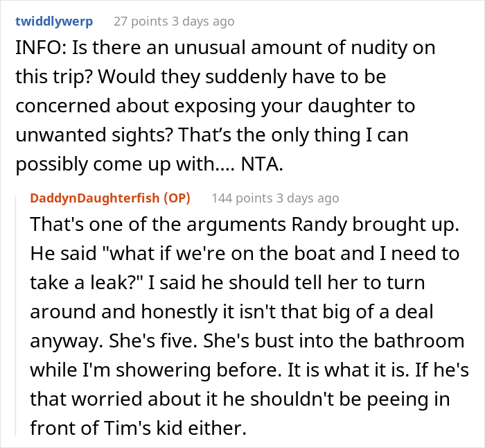 “I Was Baffled”: Argument Ensues After Friends Said Man Can’t Take His 5-Year-Old Daughter On Their Annual Fishing Trip “I Was Baffled”: Argument Ensues After Friends Said Man Can’t Take His 5-Year-Old Daughter On Their Annual Fishing Trip