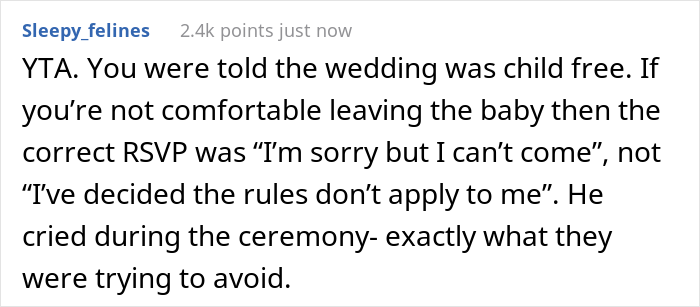 “Am I The Jerk For Bringing My Baby To A Child-Free Wedding?”