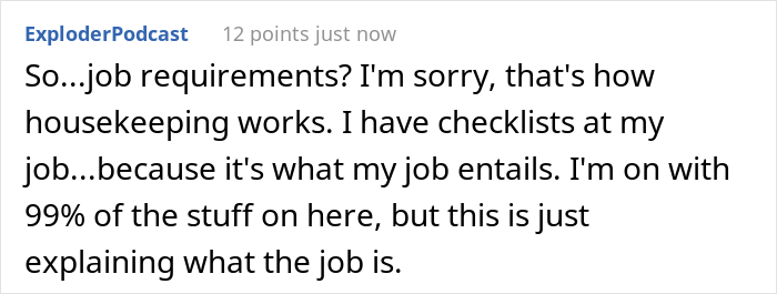 Housekeeper Getting $12/Hour Receives A Checklist With 85 Tasks She Has To Complete In An Hour To Not Get Fired Housekeeper Getting $12/Hour Receives A Checklist With 85 Tasks She Has To Complete In An Hour To Not Get Fired
