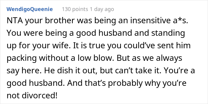 Man Asks The Internet If He Overreacted After His Brother Repeatedly Body-Shamed His Wife