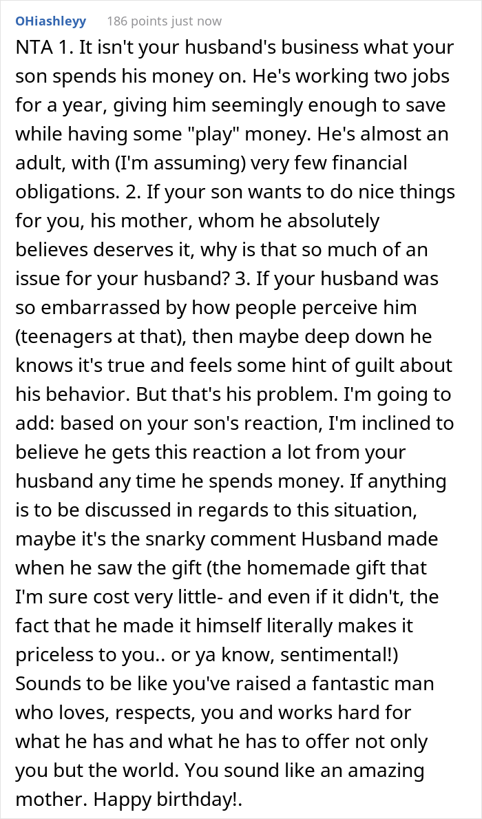 17 Y.O. Puts His Miserly Stepdad To Shame For Not Buying His Mom A Birthday Gift, Man Upset That His Wife Didn't Say Anything On His Benefit