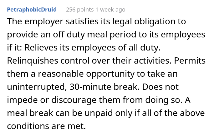 Entitled Boss Gets Slammed Online For Expecting Employees To Not Leave The Building During Lunch Hours
