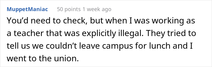 Entitled Boss Gets Slammed Online For Expecting Employees To Not Leave The Building During Lunch Hours Entitled Boss Gets Slammed Online For Expecting Employees To Not Leave The Building During Lunch Hours