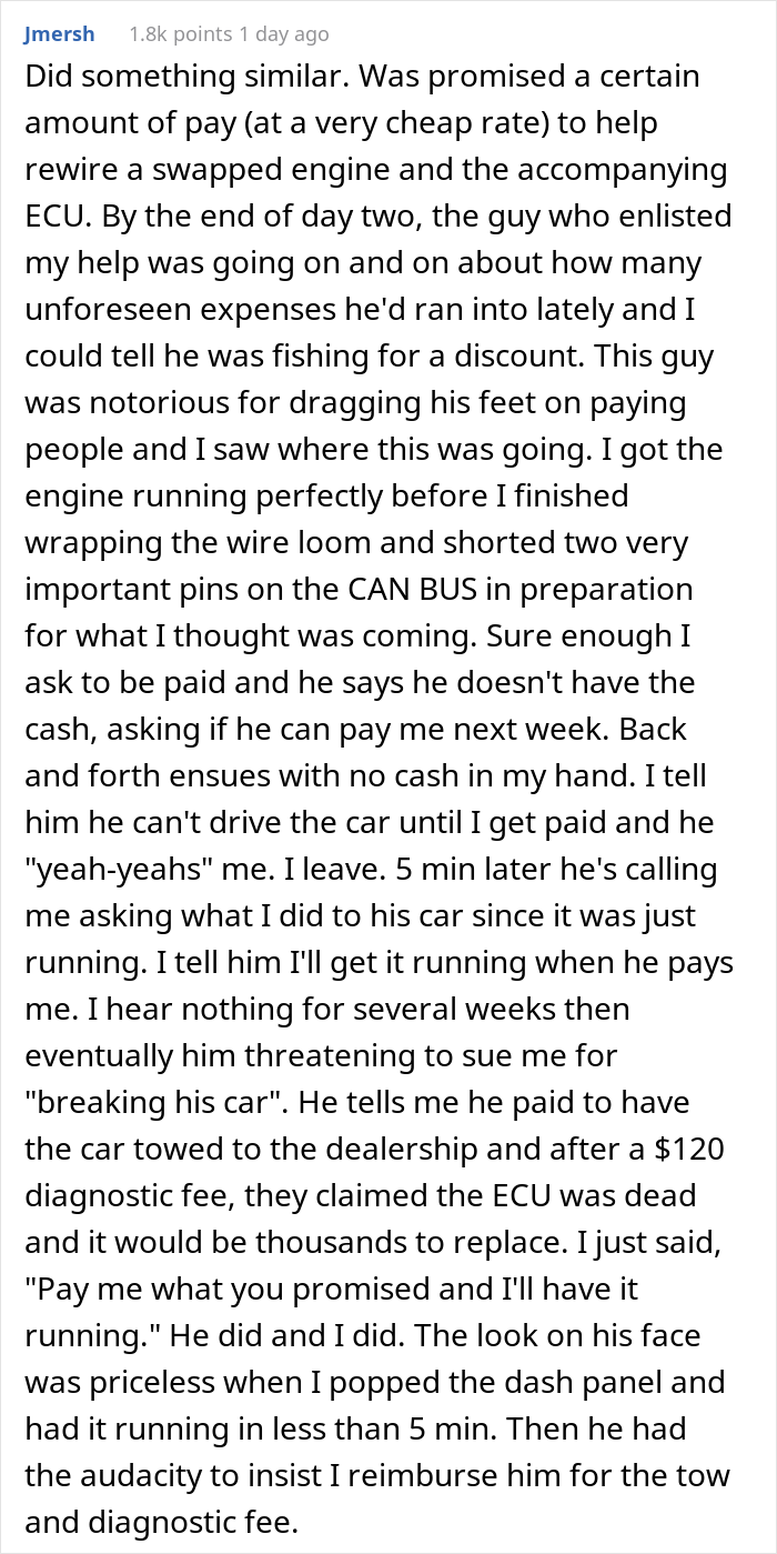 Engineer Is Furious When Company Refuses To Pay For The Work He Did, Makes Sure They Don't Know How To Finish It Before He Leaves