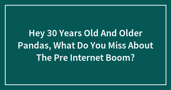 Hey 30 Years Old And Older Pandas, What Do You Miss About The Pre Internet Boom? (Closed)