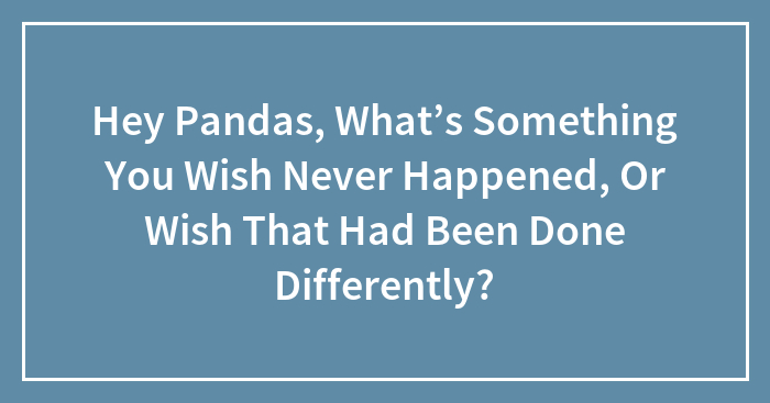 Hey Pandas, What’s Something You Wish Never Happened, Or Wish That Had Been Done Differently? (Closed)