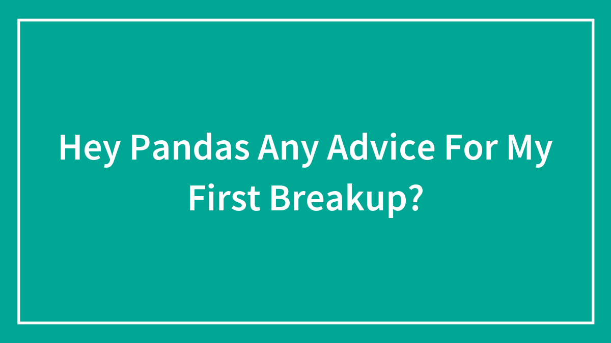 Hey Pandas Any Advice For My First Breakup?
