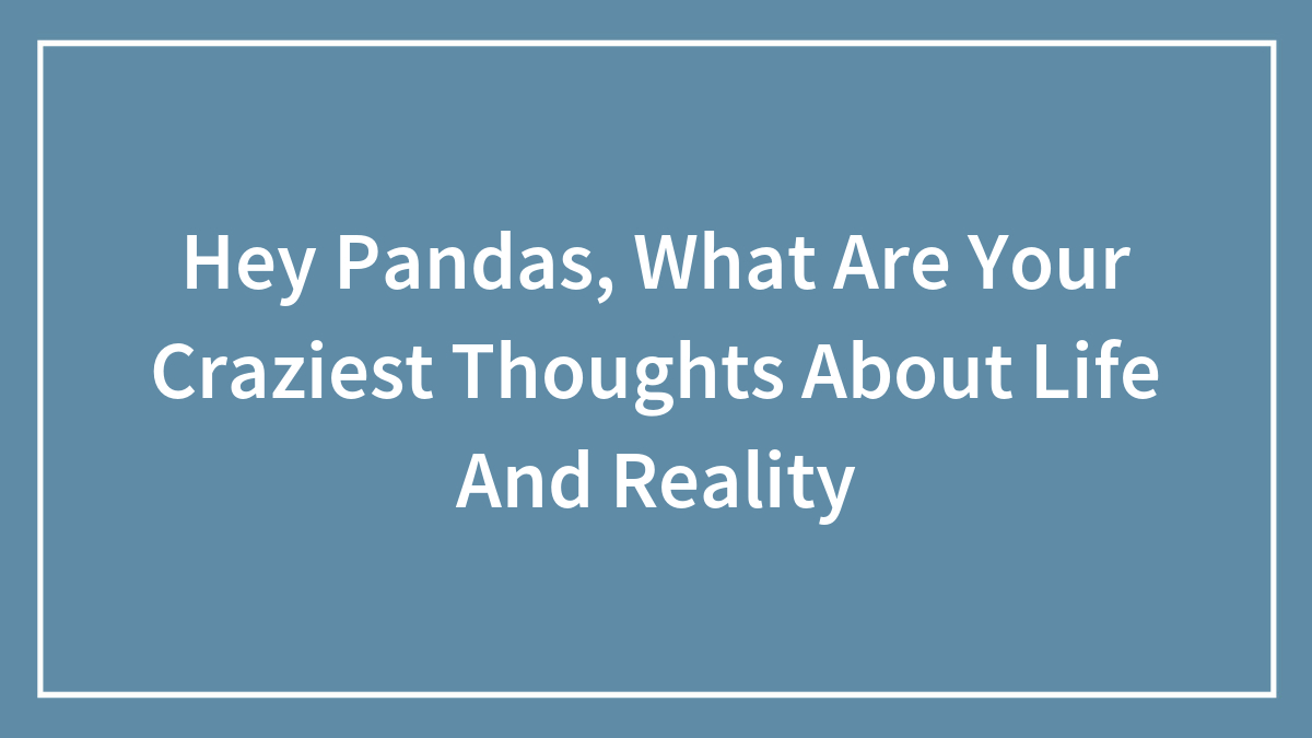 Hey Pandas, What Are Your Craziest Thoughts About Life And Reality