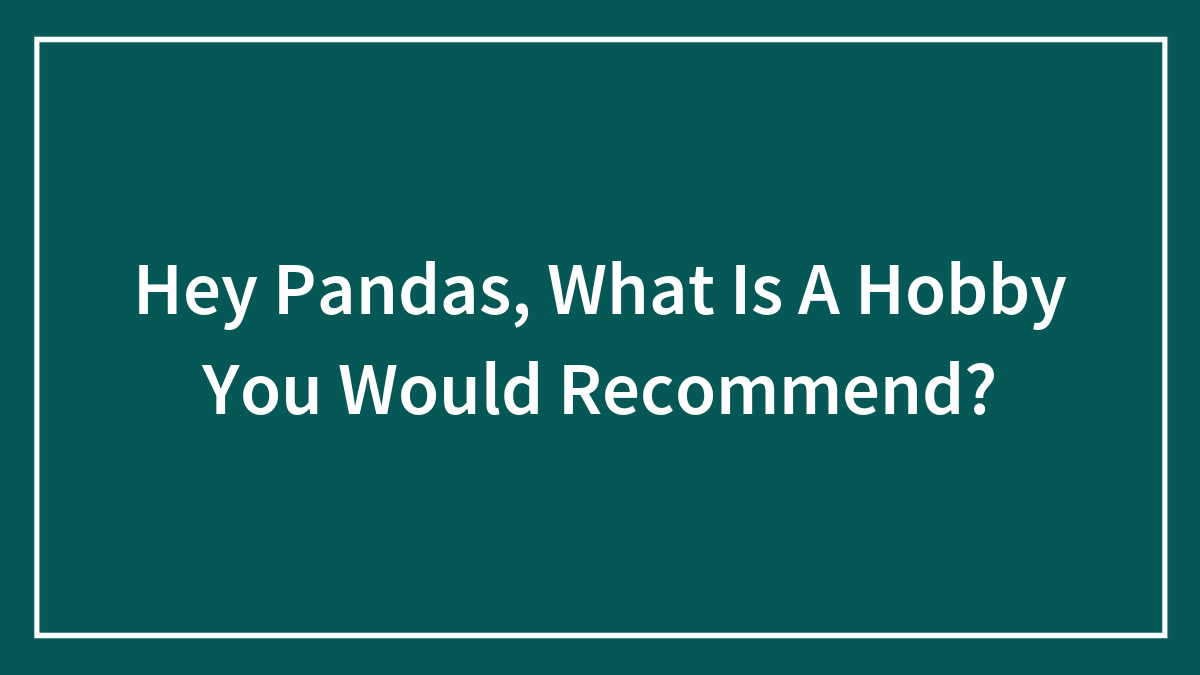 Hey Pandas, What Is A Hobby You Would Recommend?
