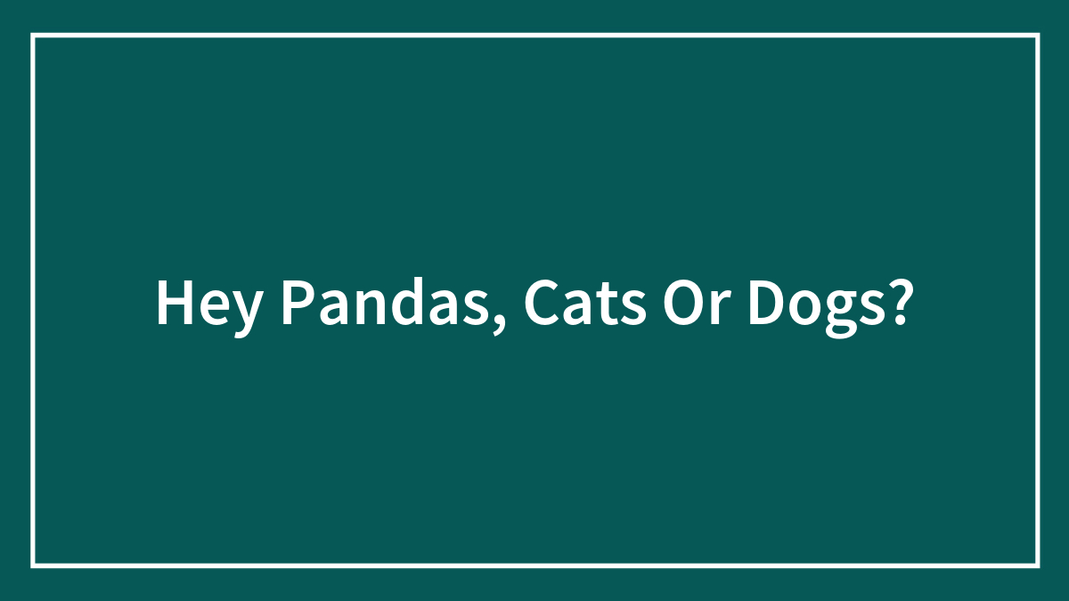 Hey Pandas, Cats Or Dogs?