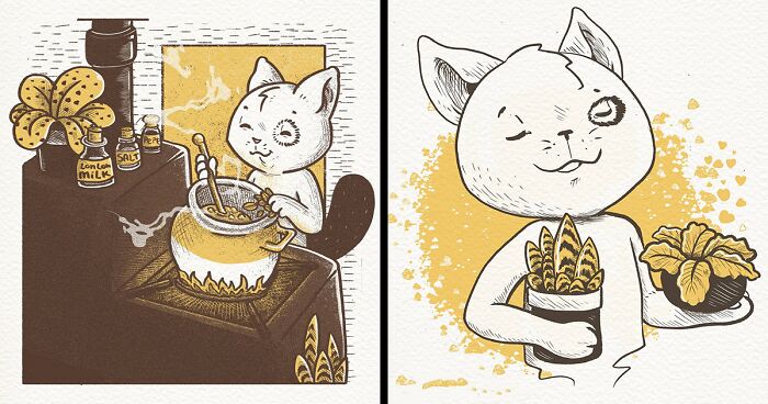 I Make Cute Illustrations Featuring An Introverted Cat That Is Just Living Its Life (21 Pics)