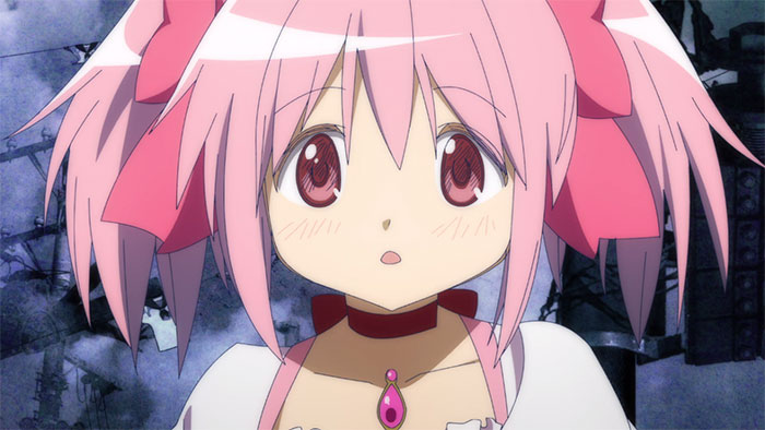 Pink-haired female anime character with expressive eyes, a choker, and a jewel, beloved by anime fans.