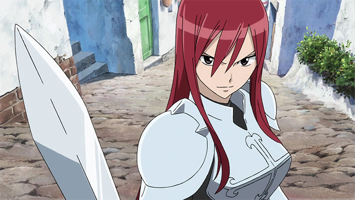 Erza Scarlet wearing armour