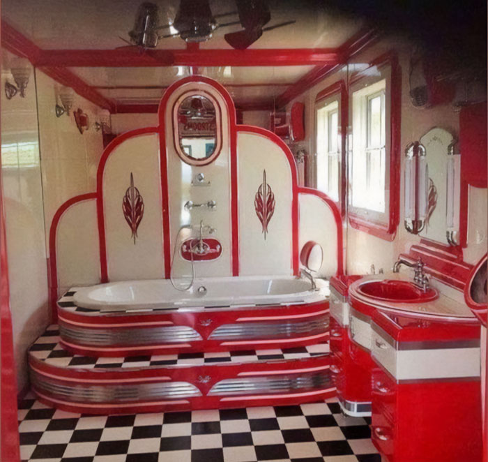 All This Bathroom Needs Is A Troupe Of Synchronized Swimmers Emerging From The Tub, En Masse, As If From A Tiny Clown Car