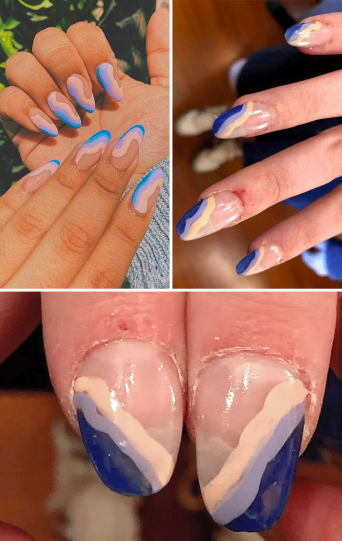 Paid $80 To Get My Nails Done. Last Pic Is The Reference Photo I Showed The Nail Tech