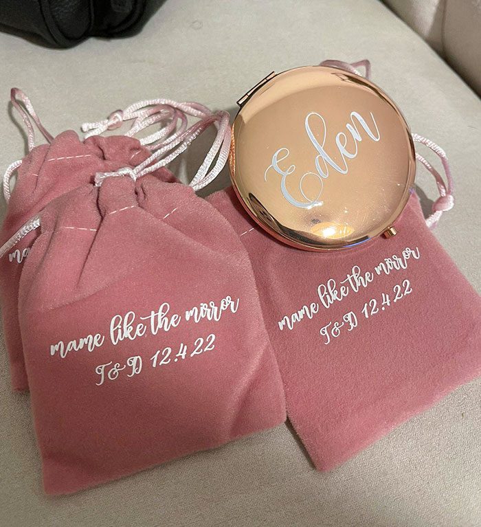 My Sister Ordered And Requested A Mirror With A Custom Name On It And Requested That The Name On The Bag Would Be “Same Like On The Mirror”