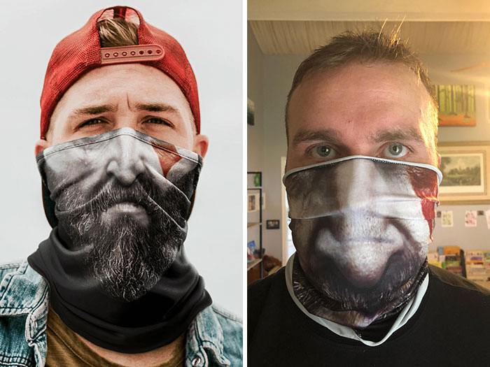La máscara que pedí (izquierda) frente a la que recibí (derecha)
