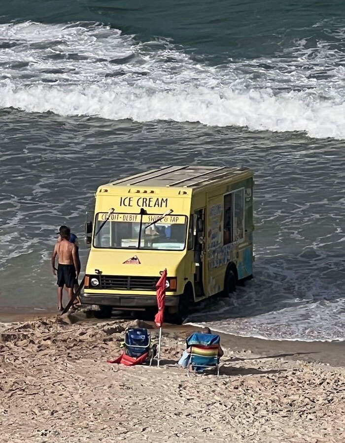 Ice Cream Truck Stuck In The Ocean Today At Daytona Beach
