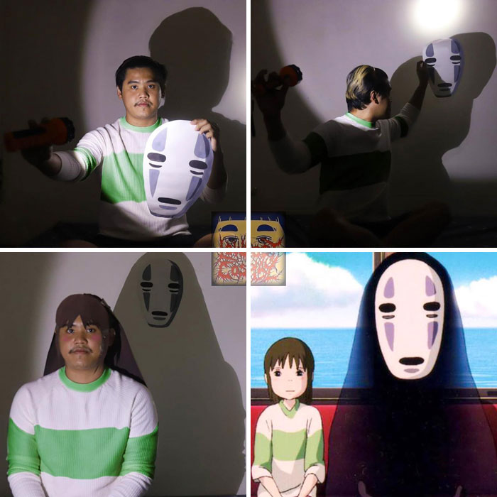Man cosplay anime Chihiro and No Face characters