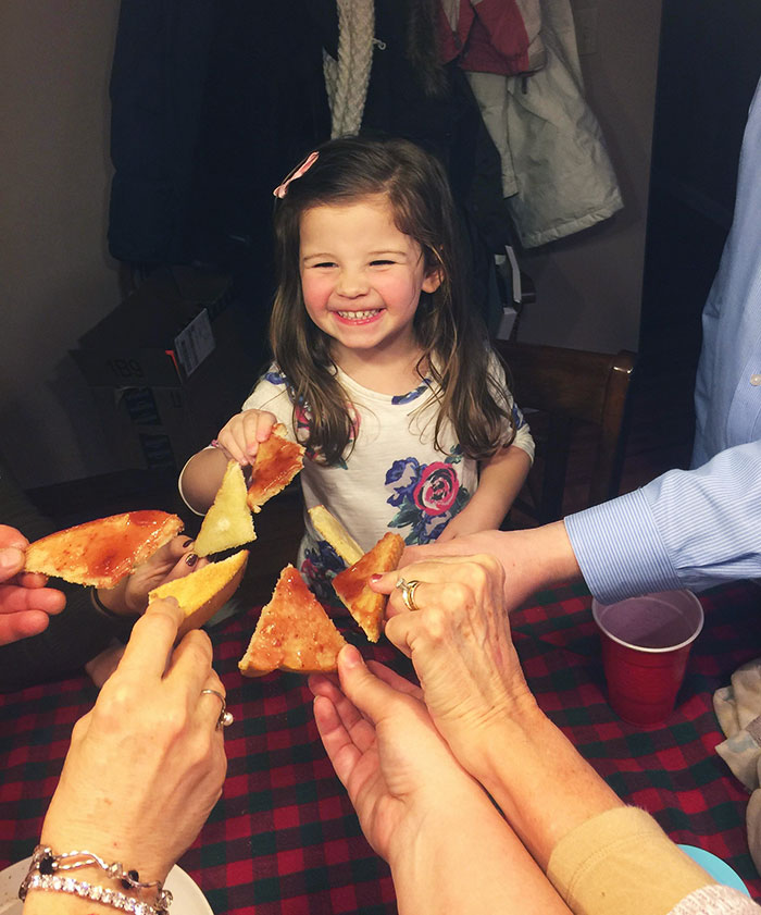 We Told Our 3-Year-Old That New Year Is Special Because You Get To Toast. Later, She Said: "Are We Gonna Make A Toast Now?" And Thus, A New Year's Day Tradition Was Born