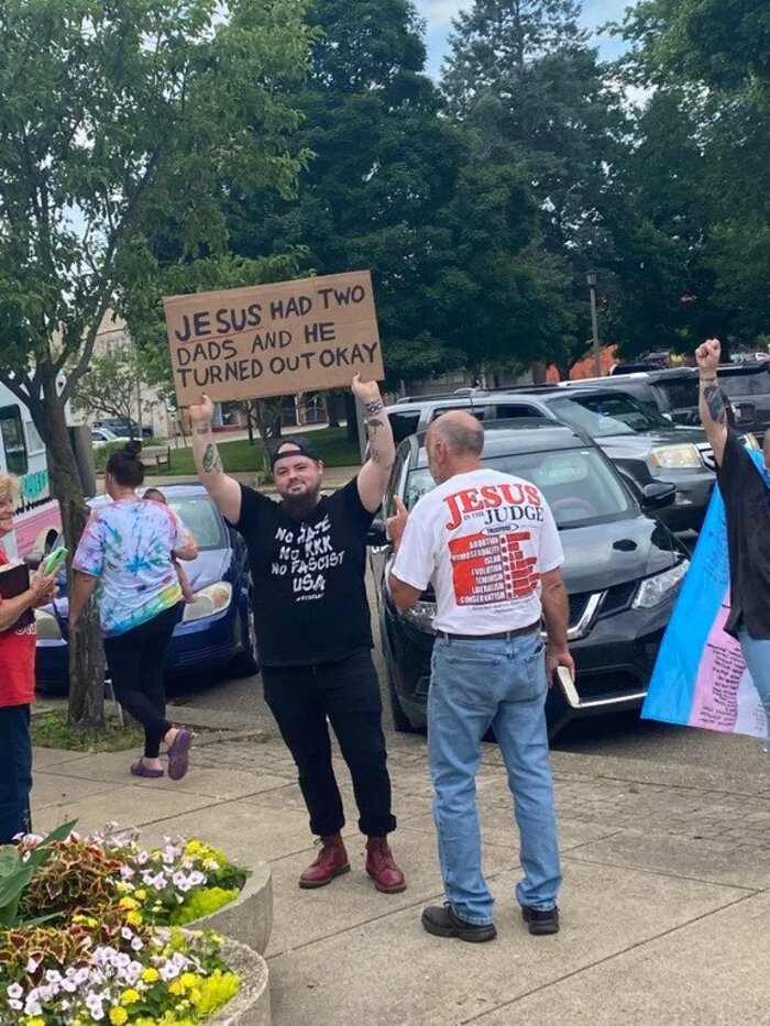 Supported My Friends As An Ally At Our Local Pride And The Church Protesters Kept Calling Me Names And Just Made Me Laugh