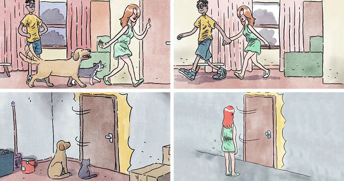 Artist Created 3 Emotional Comics About Life With A Cat And A Dog Inspired By His Personal Experiences