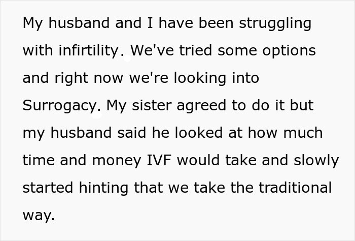 Wife Is 100% Against Her Husband’s Idea To Make Her Sister A Surrogate 'The Traditional Way,' Gets Upset When He Pushes Her To Agree