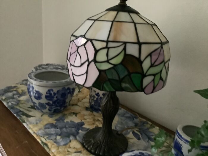 Beautiful Stained Glass Lamp Bought For $3.99 At A Thrift Store.