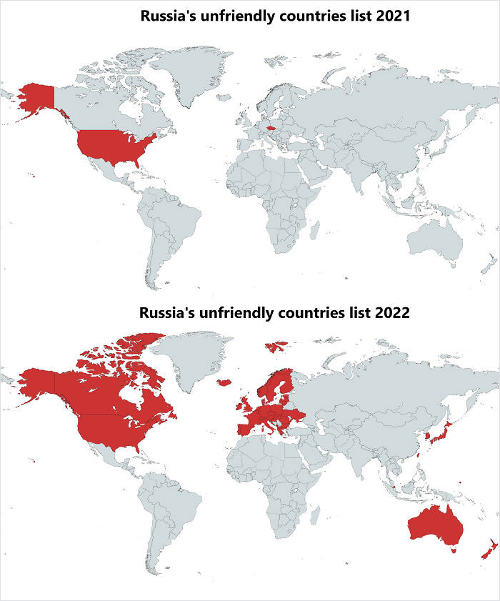 Difference Between Russia's Unfriendly List Last Year And Now