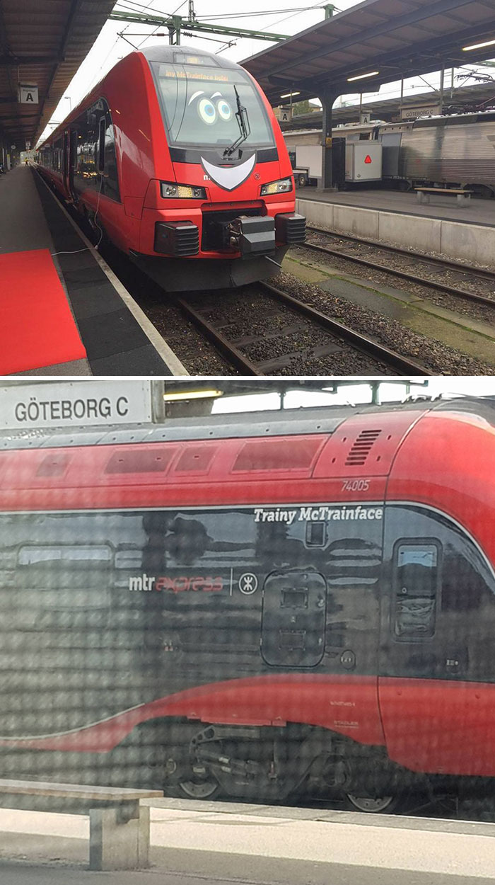 Trainy Mctrainface, Christened Today In Gothenburg, Sweden