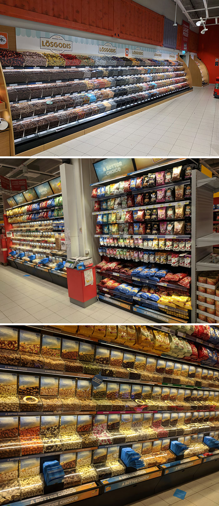 Candy In Sweden. This Is A Common Candy Section That Exists In Every Supermarket In Sweden