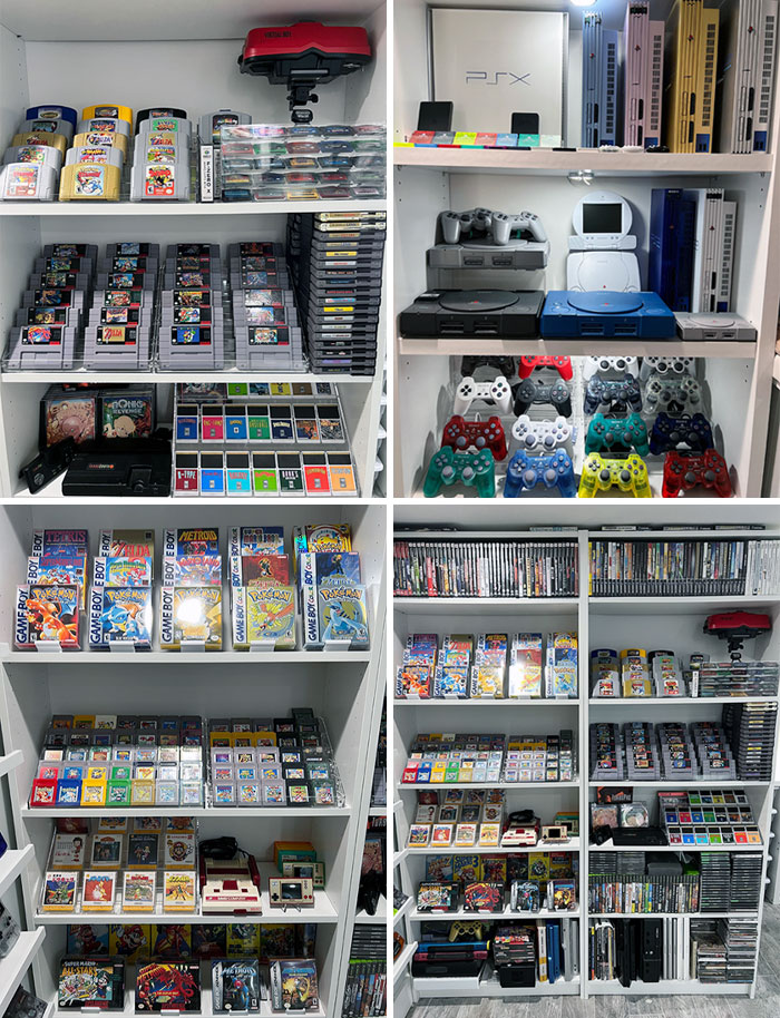 My Retro Game Consoles/Controllers Collection As Of April 2022. Game Boy Wall, Physical Game Collection, And Lots More