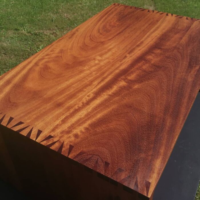 Interlocking Sapele And Iroko. A Coffee Table Made From Barn Find Timber