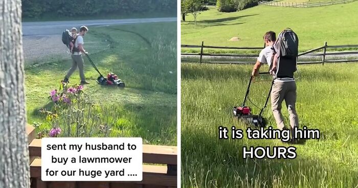 18M People Saw This Video And Loved How These Strangers Jumped In To Help Their New Neighbors After They Bought A Way-Too-Tiny Lawn Mower