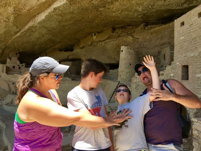 We Call This One "Sibling Rivalry" - My Oldest "Pushing" The Youngest Down The Well At Mesa Verde