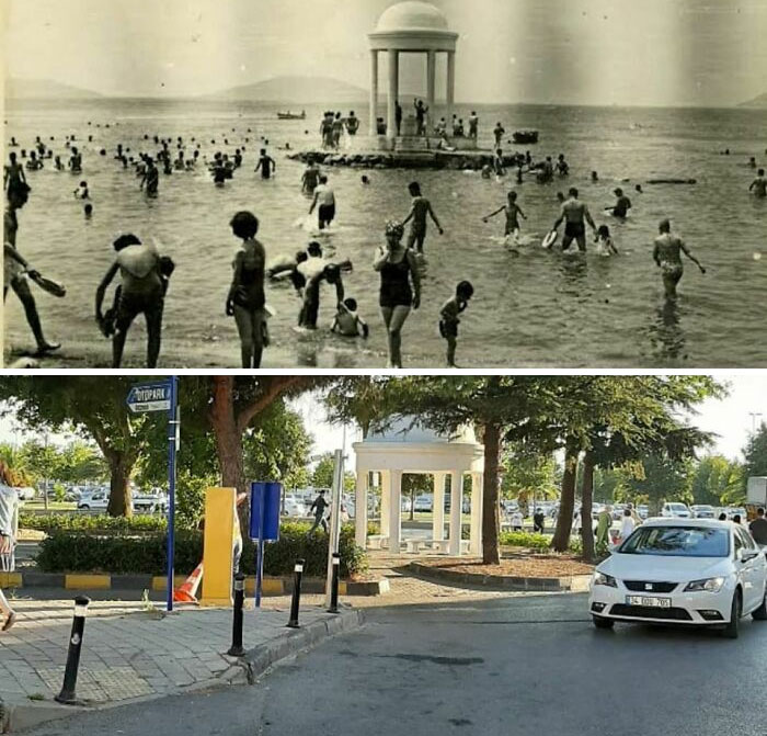 Süreyya Beach In 1940s And Nowadays, Istanbul