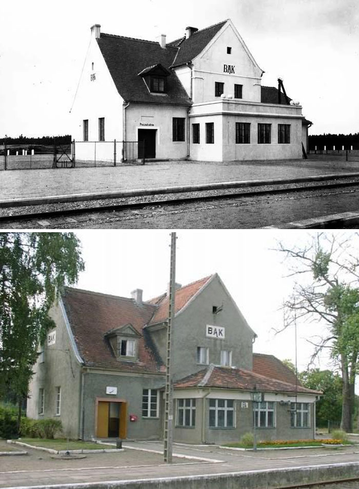 Rail Station In Bak, Poland 1930 And 2004